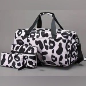 Set of 3 Black Animal Print Duffle Bag